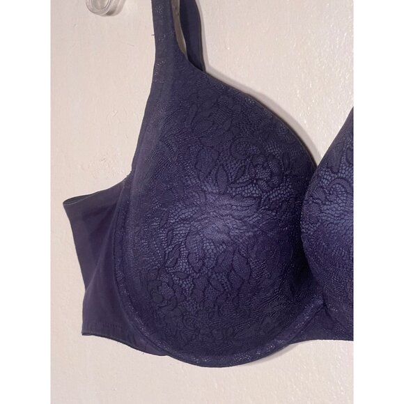 Lane Bryant Cacique 48DD Navy Lace Boost Plunge Bra With Adj Straps Comfortable - Picture 7 of 16